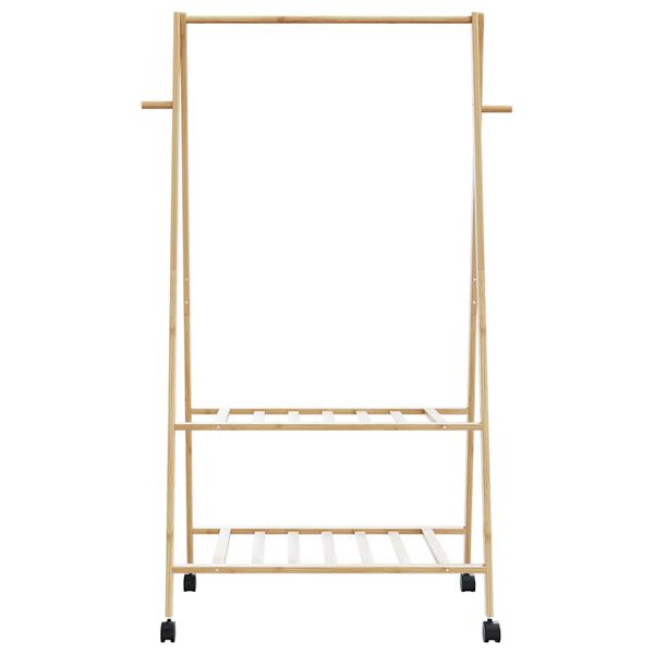 vidaXL bambusz ruha&aacute;llv&aacute;ny polcokkal &eacute;s kerekekkel 96x45,5x155,5 cm