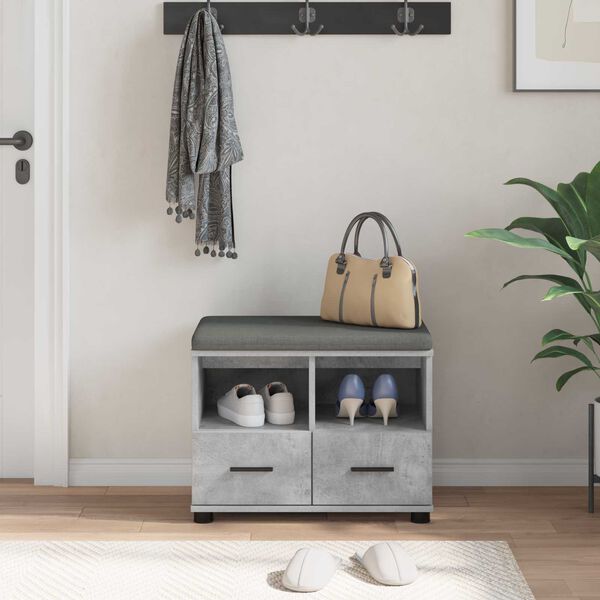 vidaXL Előt&eacute;r pad p&aacute;rn&aacute;val fi&oacute;kkal Beton Sz&uuml;rke 60 x 38 x 46 cm