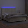 vidaXL kr&eacute;msz&iacute;nű műbőr rug&oacute;s &aacute;gy matraccal &eacute;s LED-del 180x200 cm