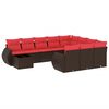 vidaXL 11 db barna polyrattan kerti kanap&eacute;garnit&uacute;ra p&aacute;rn&aacute;kkal