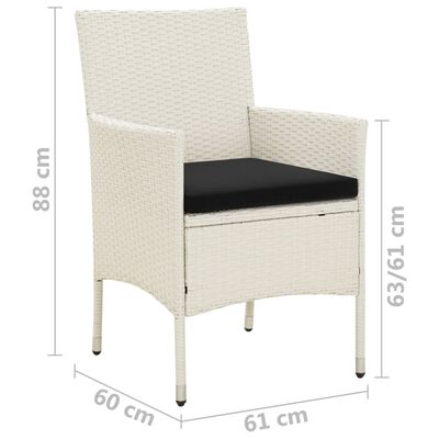vidaXL 4 db fehér polyrattan kerti szék párnával