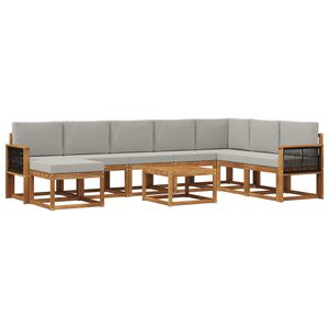 vidaXL K&uuml;lt&eacute;ri kanap&eacute; szett 9 pcs Term&eacute;szetes &eacute;s Vil&aacute;gossz&uuml;rke