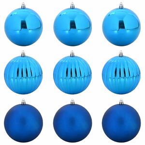 vidaXL Kar&aacute;csonyi D&iacute;szszett XL 9 db K&eacute;k &Oslash; 15 cm Műanyag
