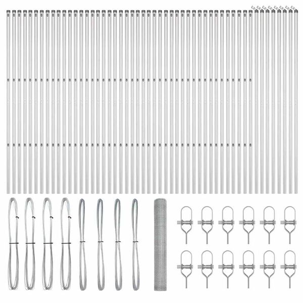 vidaXL Kerítés oszlopokkal Ezüst 1 x 100 m PVC-bevonatos acél