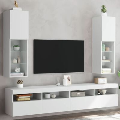 vidaXL 2 db fehér TV-szekrény LED-világítással 30,5 x 30 x 102 cm