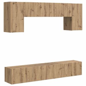 vidaXL TV szekr&eacute;ny garnit&uacute;ra Falra szerelhető 4 pcs &Ouml;reg fa Faanyag