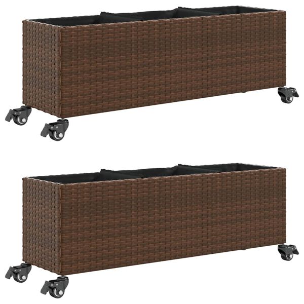 vidaXL 2 db barna polyrattan n&ouml;v&eacute;nytart&oacute; ker&eacute;kkel 107x32x38 cm
