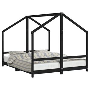 vidaXL fekete t&ouml;m&ouml;r fenyőfa gyerek&aacute;gykeret 2 x (80 x 200) cm