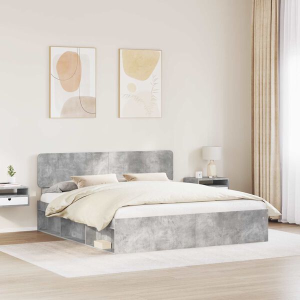 vidaXL &Aacute;gykeret fejt&aacute;ml&aacute;val Beton 180 x 200 cm T&ouml;m&ouml;r fenyőfa