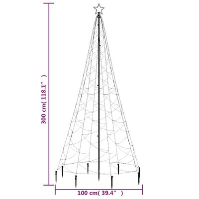 vidaXL meleg fehér 500 LED-es karácsonyfa fémoszloppal 3 m