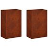 vidaXL Kerti cser&eacute;p 2 db Rozsd&aacute;s 40 x 30 x 75 cm Időj&aacute;r&aacute;s&aacute;ll&oacute; Ac&eacute;l