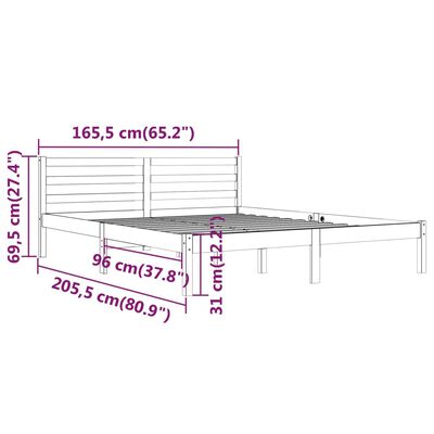 vidaXL szürke tömör fenyőfa ágykeret 160 x 200 cm