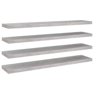 vidaXL 4 db betonsz&uuml;rke MDF lebegő fali polc 120 x 23,5 x 3,8 cm