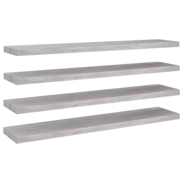 vidaXL 4 db betonsz&uuml;rke MDF lebegő fali polc 120 x 23,5 x 3,8 cm