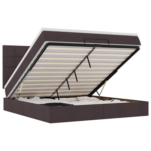 vidaXL Oszm&aacute;n &aacute;gykeret matraccal s&ouml;t&eacute;tbarna 160x200cm sz&ouml;vet