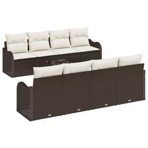 vidaXL Kerti Kanap&eacute; Szett Barna 55 x 55 x 37 cm polirattan