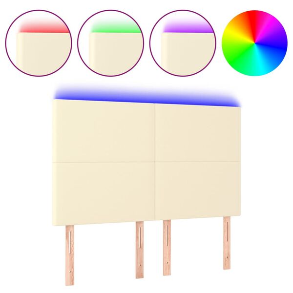 vidaXL kr&eacute;msz&iacute;nű műbőr LED-es fejt&aacute;mla 144x5x118/128 cm