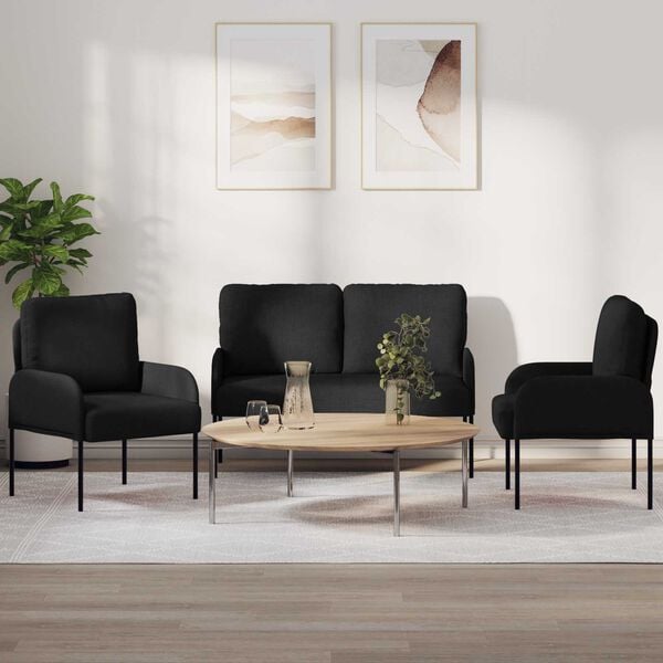 vidaXL &Uuml;lőgarnit&uacute;r&aacute;k p&aacute;rn&aacute;val 3 pcs Fekete 115 x 56 x 80 cm Furn&eacute;r