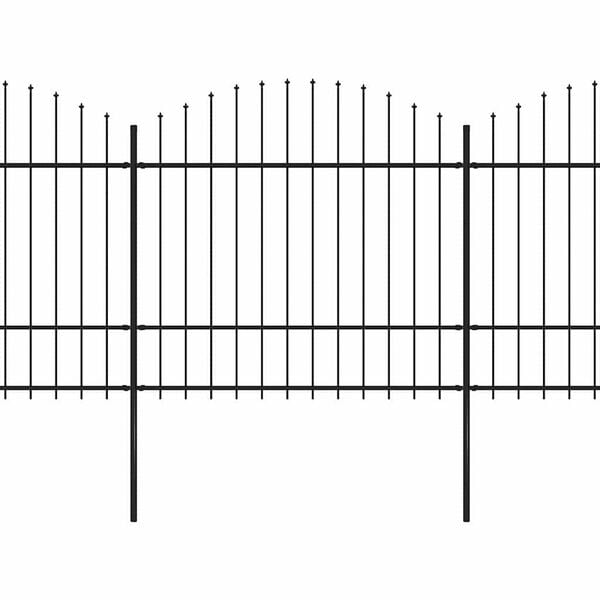 vidaXL fekete ac&eacute;lker&iacute;t&eacute;s l&aacute;ndzs&aacute;s tetejű szeg&eacute;llyel 1070 x 175 cm