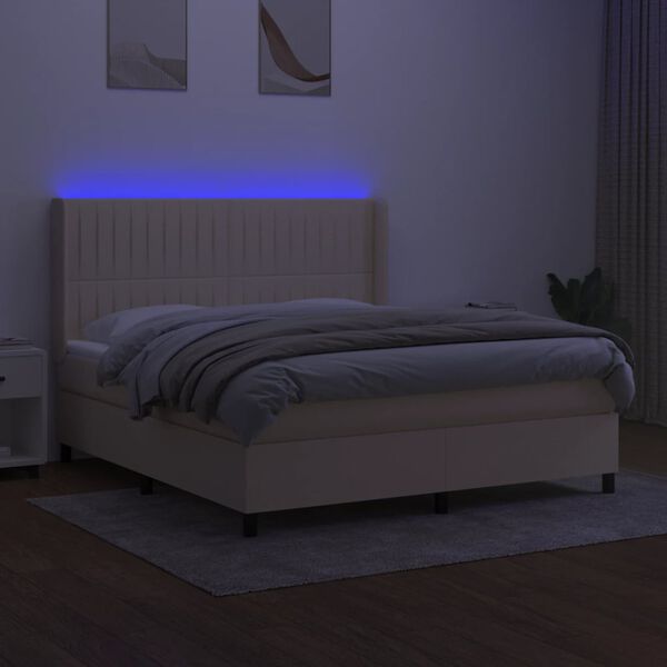 vidaXL kr&eacute;msz&iacute;nű sz&ouml;vet rug&oacute;s &eacute;s LED-es &aacute;gy matraccal 180 x 200 cm