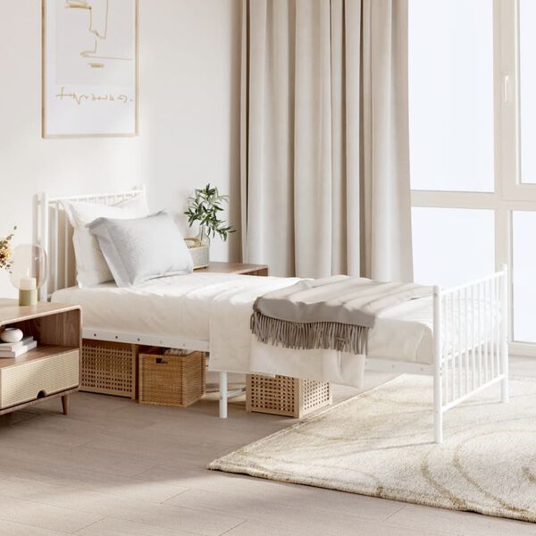 vidaXL fehér fém ágykeret fej- és lábtámlával 80x200 cm