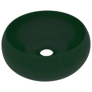 vidaXL kerek matt s&ouml;t&eacute;tz&ouml;ld ker&aacute;mia luxus mosd&oacute;kagyl&oacute; 40 x 15 cm