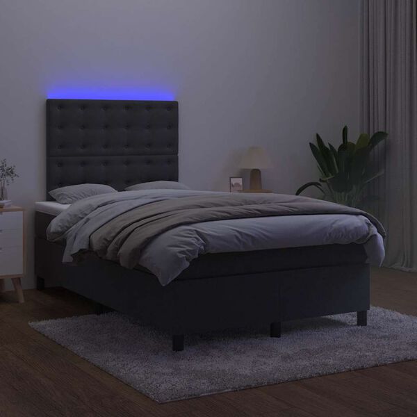 vidaXL fekete b&aacute;rsony rug&oacute;s &eacute;s LED-es &aacute;gy matraccal 120x190 cm