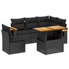 vidaXL 6 r&eacute;szes fekete polyrattan kerti &uuml;lőgarnit&uacute;ra p&aacute;rn&aacute;kkal