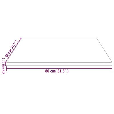 vidaXL tömör fenyőfa négyszögű asztallap 80 x 80 x 2,5 cm