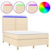 vidaXL kr&eacute;msz&iacute;nű sz&ouml;vet rug&oacute;s &eacute;s LED-es &aacute;gy matraccal 140x190cm