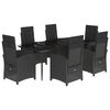 vidaXL 7 r&eacute;szes fekete polyrattan kerti &eacute;tkezőgarnit&uacute;ra p&aacute;rn&aacute;val