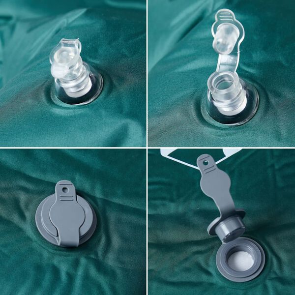 vidaXL 1 személyes zöld önfelfújó kempingmatrac párnával