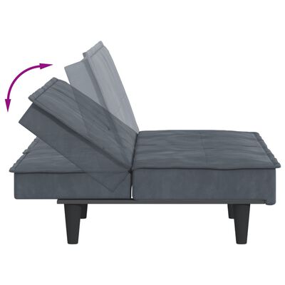 vidaXL sötétszürke bársony kanapéágy pohártartókkal