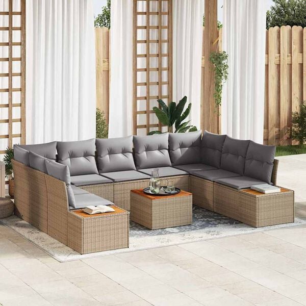 vidaXL Kerti Kanap&eacute; Szett 5 pcs Beige &eacute;s Vil&aacute;gossz&uuml;rke Polyrattan