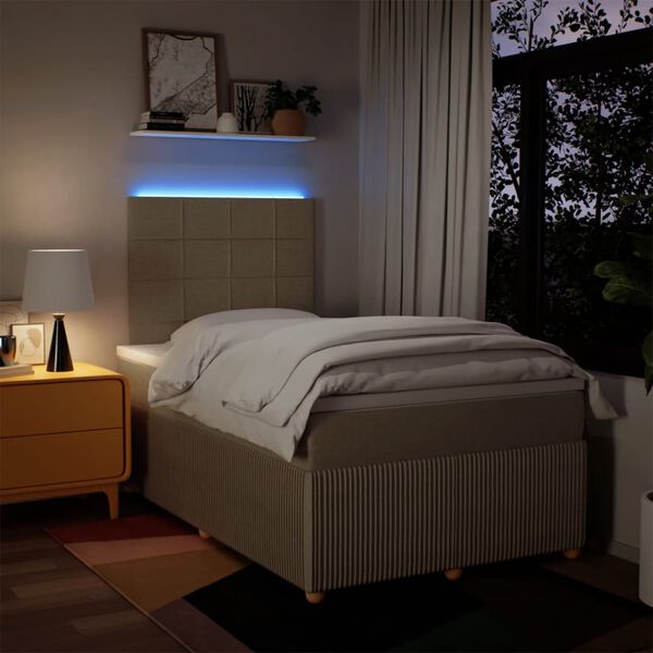 vidaXL kr&eacute;msz&iacute;nű sz&ouml;vet rug&oacute;s &aacute;gy matraccal 120 x 200 cm