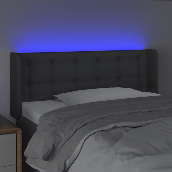 vidaXL sötétszürke szövet LED-es fejtámla 93 x 16 x 78/88 cm