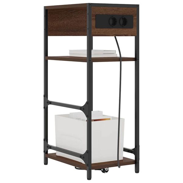 vidaXL &Eacute;jjeliszekr&eacute;ny Barna T&ouml;lgy 40 x 27 x 76 cm Faanyag