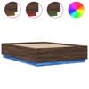 vidaXL barna t&ouml;lgysz&iacute;nű szerelt fa &aacute;gykeret LED-del 150 x 200 cm