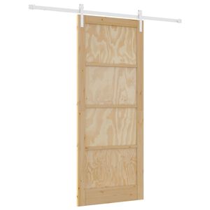 vidaXL Cs&uacute;sz&oacute; ajt&oacute; 86 x 211 cm T&ouml;m&ouml;r Fenyőfa Term&eacute;szetes &eacute;s Feh&eacute;r