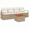 vidaXL Kerti Kanap&eacute; Szett 5 db Beige &eacute;s kr&eacute;m polirattan