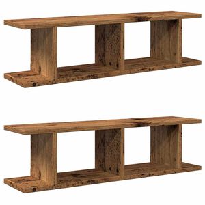 vidaXL 2 db antik fa sz&iacute;nű szerelt fa fali polc 75 x 18 x 20 cm