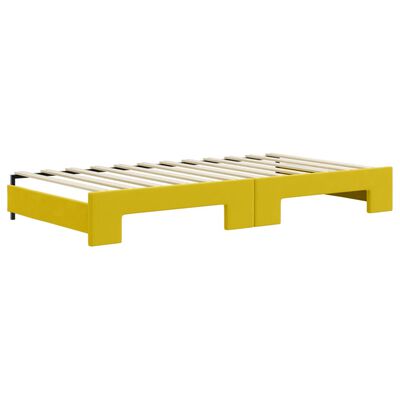 vidaXL sárga kihúzható bársony heverő matraccal 100 x 200 cm