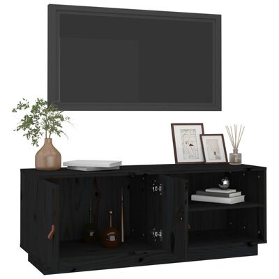 vidaXL fekete tömör fenyőfa TV-szekrény 105 x 34 x 40 cm