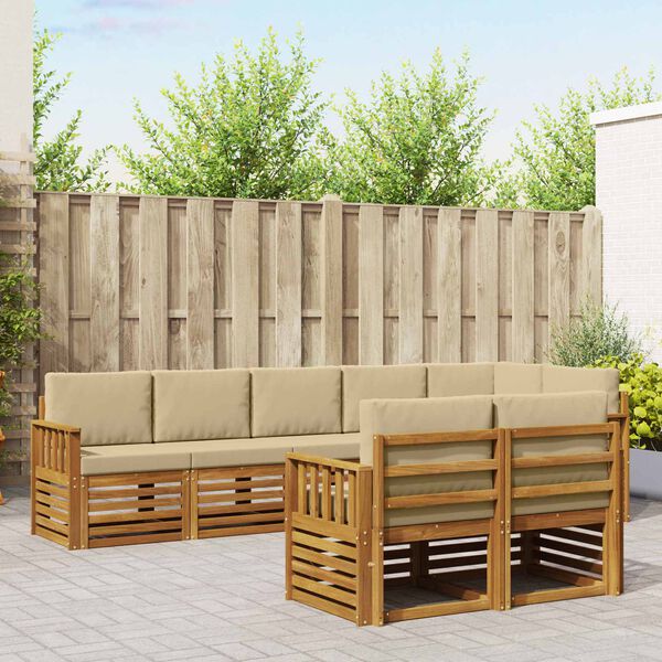 vidaXL &Uuml;lőgarnit&uacute;r&aacute;k p&aacute;rn&aacute;val 8 pcs Term&eacute;szetes &eacute;s b&eacute;zs T&ouml;m&ouml;r Ak&aacute;cfa