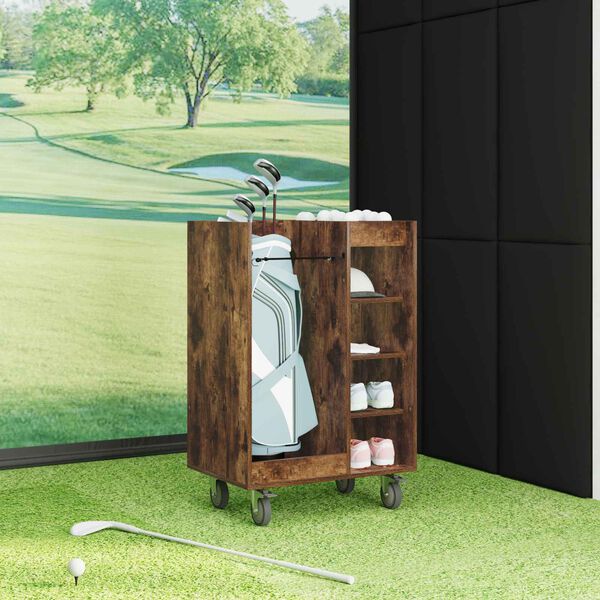 vidaXL Golf Szekr&eacute;ny ker&eacute;kkel Egysz&iacute;nű F&uuml;st&ouml;lt t&ouml;lgy 65 x 45 x 98 cm