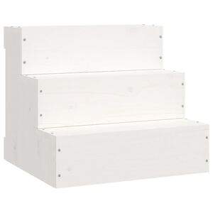 vidaXL t&ouml;m&ouml;r fenyőfa kis&aacute;llat l&eacute;pcső feh&eacute;r 40 x 37,5 x 35 cm