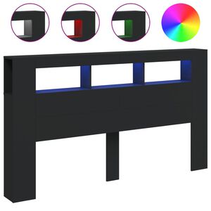 vidaXL fekete szerelt fa LED-es fejt&aacute;mla 180x18,5x103,5 cm