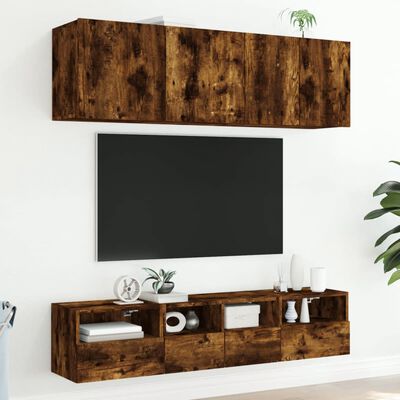 vidaXL 5 darab füstös tölgy színű szerelt fa TV-bútor