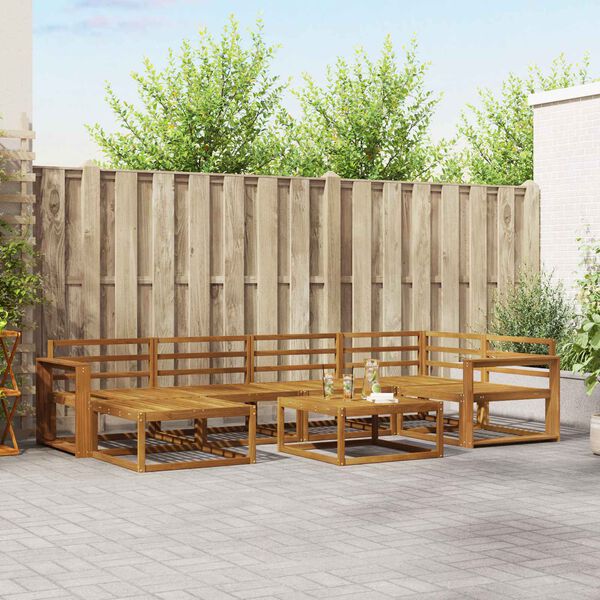 vidaXL K&uuml;lt&eacute;ri kanap&eacute; szett 7 pcs Term&eacute;szetes T&ouml;m&ouml;r Ak&aacute;cfa