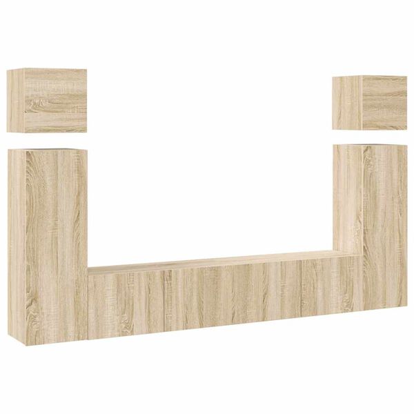 vidaXL 8 r&eacute;szes sonoma t&ouml;lgy sz&iacute;nű szerelt fa TV-szekr&eacute;nyszett